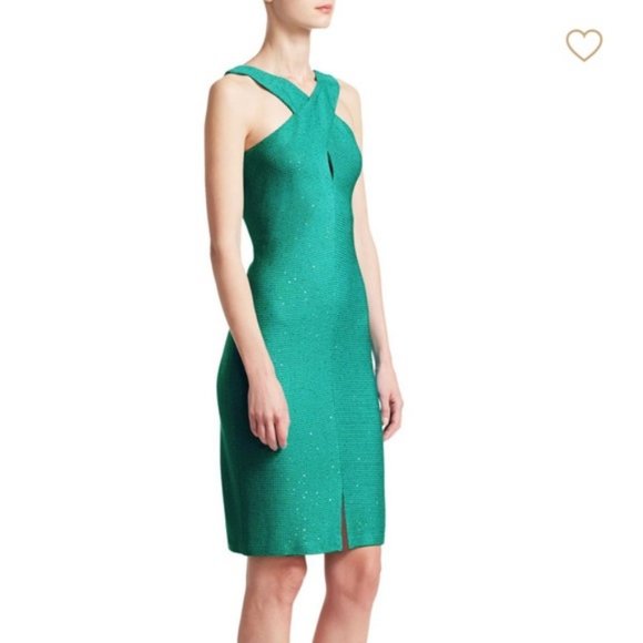 ST. JOHN Blake Sequin Knit Dress Lagoon NWT 16 - Picture 5 of 7